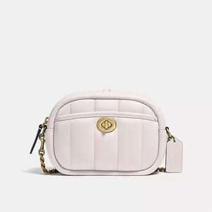 Coach Quilting Leather Small Camera Shoulder Crossbody Bag Chalk/Brass C4814